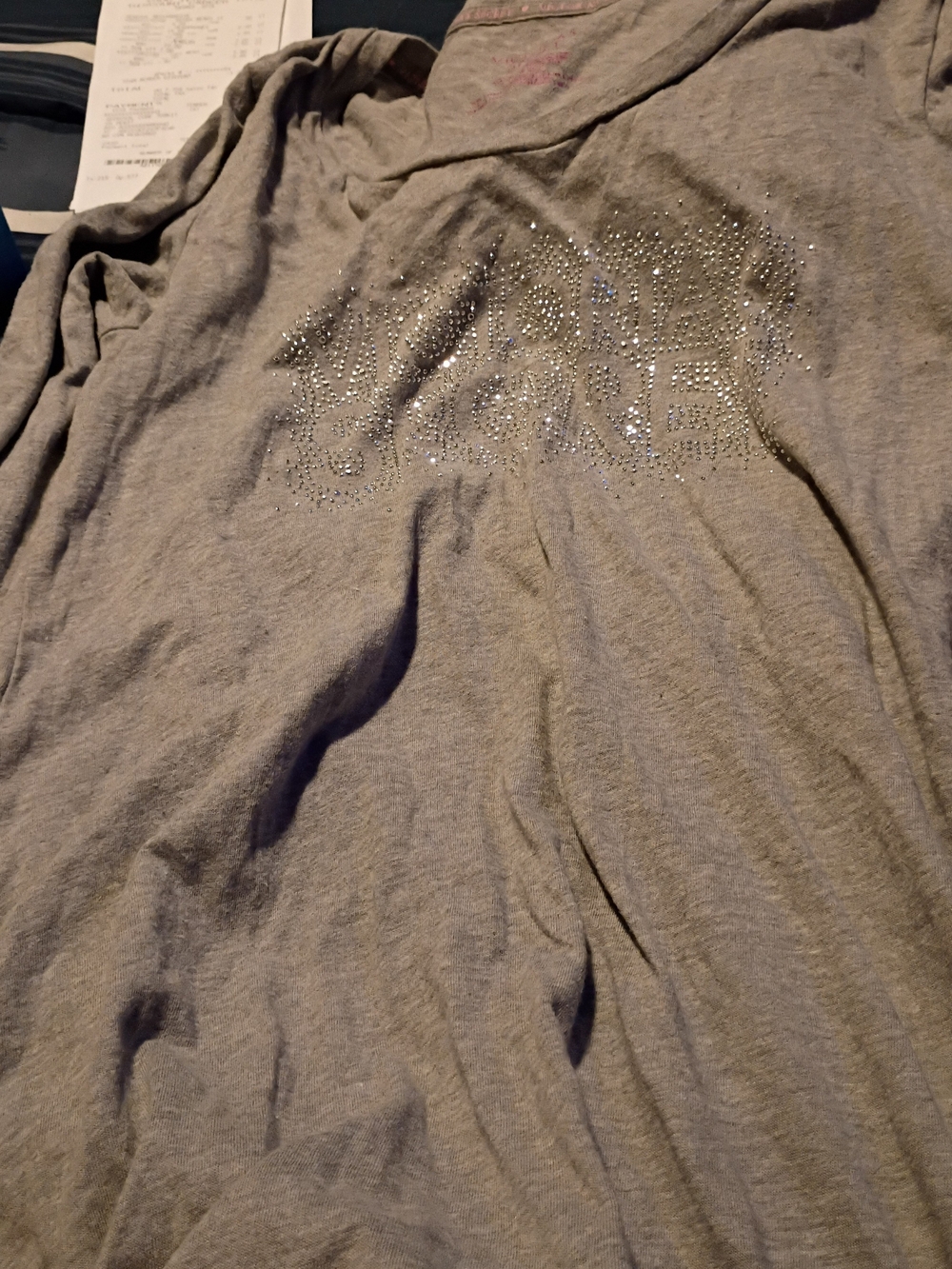 Victoria's Secret Gray Tee with Pink Logo Print